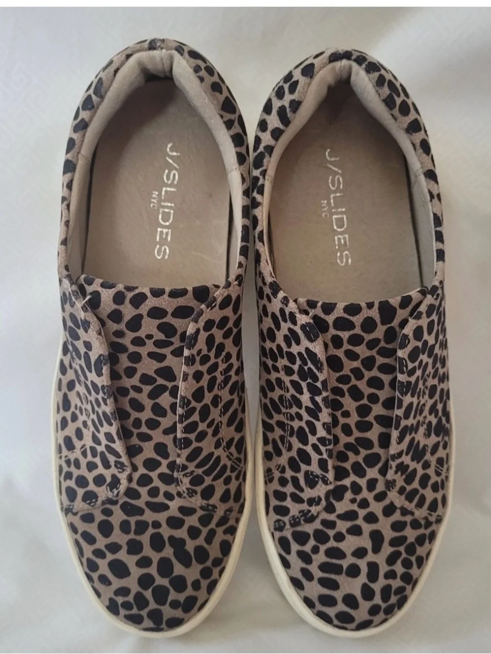 J Slides Taupe Leopard-Print Slip-On Sneakers